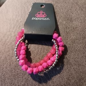 Paparazzi Fuchsia and Silver Bracelet Set
